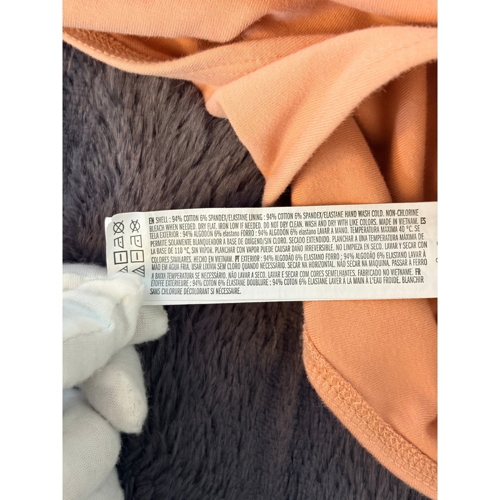 Forever 21 Bodysuit Large Peach Orange Long Sleeve V-Neck Stretch Minimalist - Picture 9 of 11